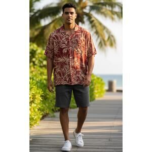 Polo Ralph Lauren Clayton Silk & Linen Button Up Hawaiian Shirt Size Large